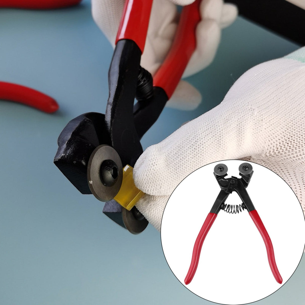 Glass Tile Nippers, Heavy Duty Wheeled Glass Mosaic Nipper, Glass Nippers with Soft Rubber Handle for Stained Glass, Ceramic Tile Nipper Mosaic Tools, 1 Pcs, 8.07x2.0 8.07" x 2.0" Red