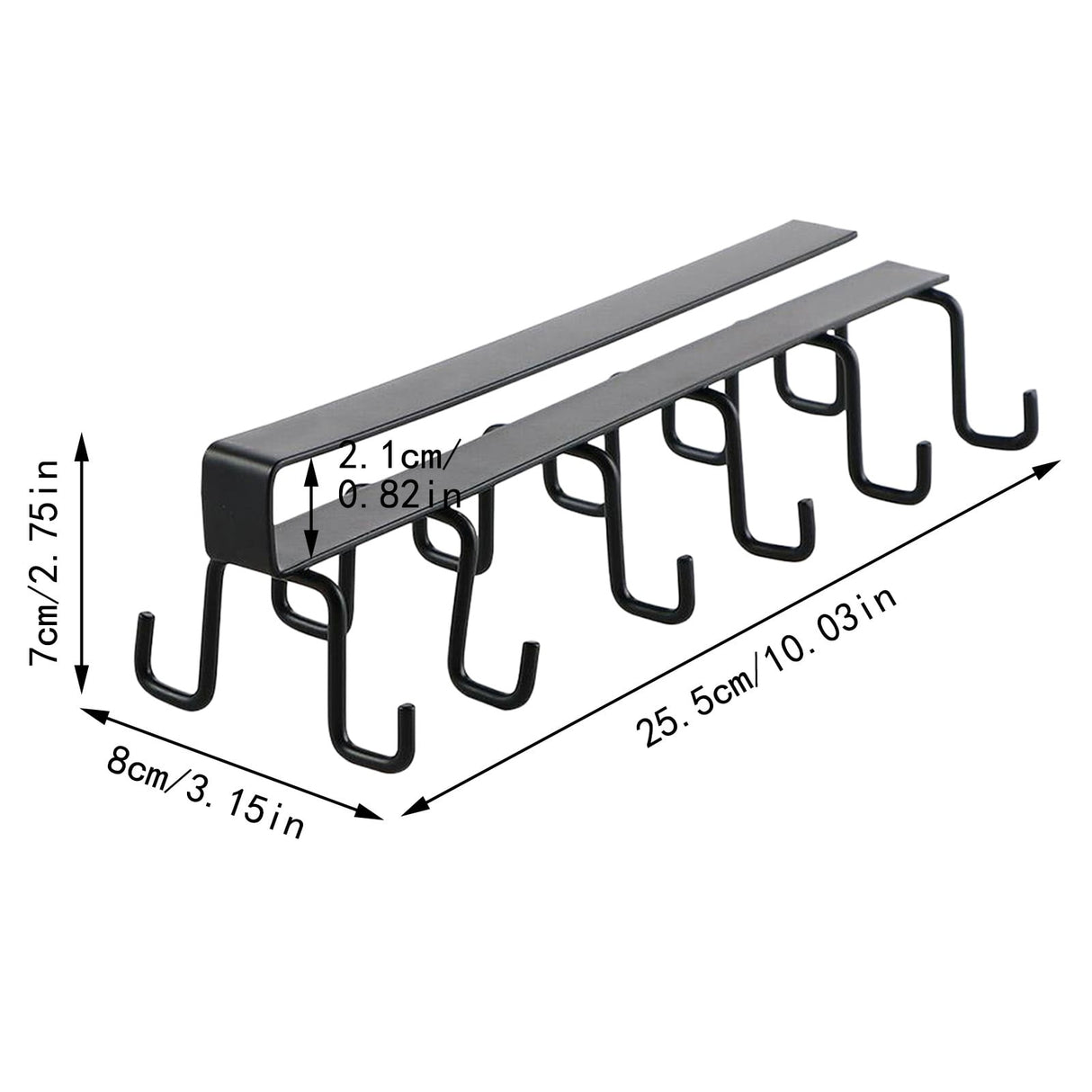 Under Cabinet Storage Mug Hooks, Under Cabinet Utensil Holder Hanger Hook, Double Sided Utensil Racks Coffee Mug Holder for Kitchen Storage, 12 Hooks, 10.03x3.15x2.75 10.03" x 3.15" x 2.75" White