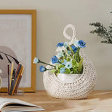 Oval Stackable Plastic Wicker Serving Basket, Imitation Rattan for Bread Fruit Vegetable, Kitchen Restaurant Indoor Outdoor, 28.0 x 21.0 cm, Beige