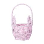 Oval Stackable Plastic Wicker Serving Basket, Imitation Rattan for Bread Fruit Vegetable, Kitchen Restaurant Indoor Outdoor, 12.4 x 20.8 cm, Pink