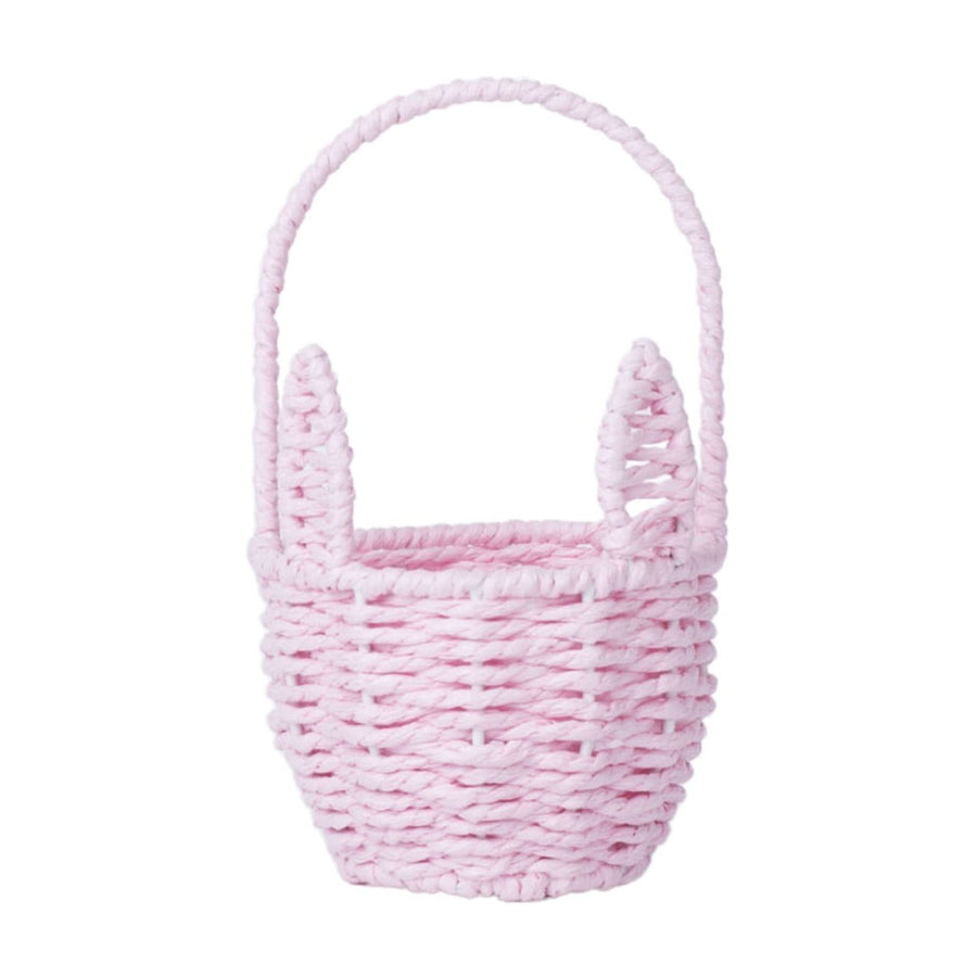 Oval Stackable Plastic Wicker Serving Basket, Imitation Rattan for Bread Fruit Vegetable, Kitchen Restaurant Indoor Outdoor, 12.4 x 20.8 cm, Pink