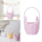 Oval Stackable Plastic Wicker Serving Basket, Imitation Rattan for Bread Fruit Vegetable, Kitchen Restaurant Indoor Outdoor, 12.4 x 20.8 cm, Pink