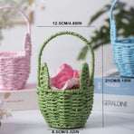 Oval Stackable Plastic Wicker Serving Basket, Imitation Rattan for Bread Fruit Vegetable, Kitchen Restaurant Indoor Outdoor, 12.4 x 20.8 cm, Pink