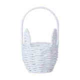 Oval Stackable Plastic Wicker Serving Basket, Imitation Rattan for Bread Fruit Vegetable, Kitchen Restaurant Indoor Outdoor, 12.4 x 20.8 cm, White