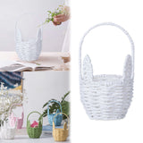 Oval Stackable Plastic Wicker Serving Basket, Imitation Rattan for Bread Fruit Vegetable, Kitchen Restaurant Indoor Outdoor, 12.4 x 20.8 cm, White