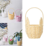 Oval Stackable Plastic Wicker Serving Basket, Imitation Rattan for Bread Fruit Vegetable, Kitchen Restaurant Indoor Outdoor, 12.4 x 20.8 cm, Yellow
