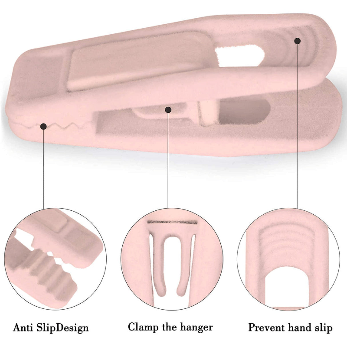 Light Pink Velvet Hangers, Durable Non- Breaking Velvet Clips, Strong Finger Clips for Thin Hangers, Perfect for Suits, Skirts, Pants & Small Clothes, 20 Pcs, 2.6x0.9 2.6" x 0.9" Light Pink*20
