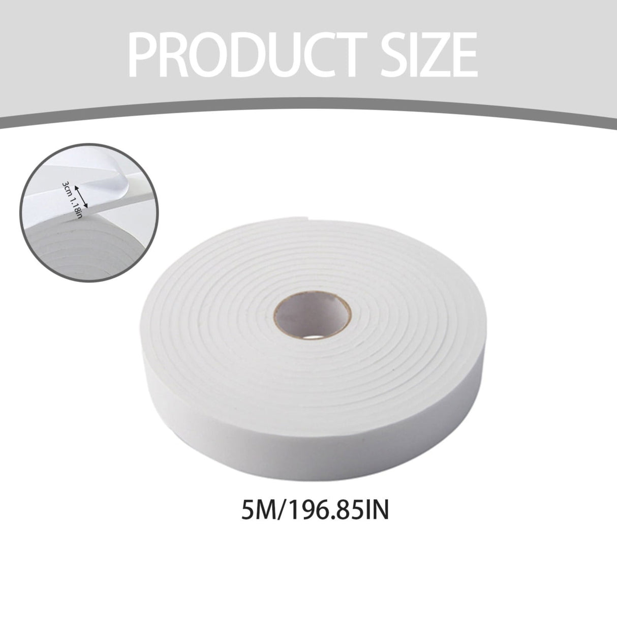 Strong Adhesive Foam Weather Stripping, High Density Weatherproof Weather Stripping Door Seal Strip for Sliding Door, Window, Noise-Reduction Foam Sealing Strip, 1 Roll 1.18 In x 16.4 Ft White*3 Roll