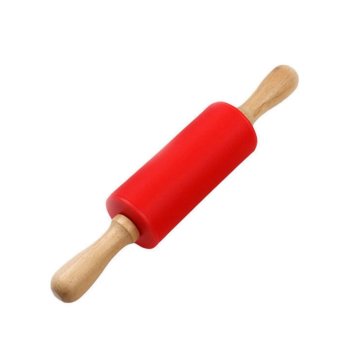 Mini Silicone Rolling Pin, Small Dough Roller with Wood Handle, Non-stick Rolling Pins with Handle, for Craft Kitchen Dough Cookie Pastry Fondant Cake, 1 Pcs, 8.86 Inches 8.86" Orange*1