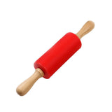 Mini Silicone Rolling Pin, Small Dough Roller with Wood Handle, Non-stick Rolling Pins with Handle, for Craft Kitchen Dough Cookie Pastry Fondant Cake, 1 Pcs, 8.86 Inches 8.86