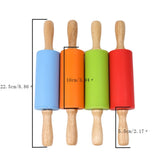 Mini Silicone Rolling Pin, Small Dough Roller with Wood Handle, Non-stick Rolling Pins with Handle, for Craft Kitchen Dough Cookie Pastry Fondant Cake, 1 Pcs, 8.86 Inches 8.86" Orange*1