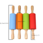 Mini Silicone Rolling Pin, Small Dough Roller with Wood Handle, Non-stick Rolling Pins with Handle, for Craft Kitchen Dough Cookie Pastry Fondant Cake, 1 Pcs, 8.86 Inches 8.86" Orange*1