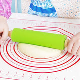 Mini Silicone Rolling Pin, Small Dough Roller with Wood Handle, Non-stick Rolling Pins with Handle, for Craft Kitchen Dough Cookie Pastry Fondant Cake, 1 Pcs, 8.86 Inches 8.86" Orange*1