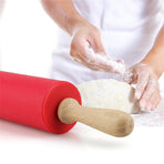 Mini Silicone Rolling Pin, Small Dough Roller with Wood Handle, Non-stick Rolling Pins with Handle, for Craft Kitchen Dough Cookie Pastry Fondant Cake, 1 Pcs, 8.86 Inches 8.86" Orange*1