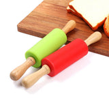 Mini Silicone Rolling Pin, Small Dough Roller with Wood Handle, Non-stick Rolling Pins with Handle, for Craft Kitchen Dough Cookie Pastry Fondant Cake, 1 Pcs, 8.86 Inches 8.86" Orange*1