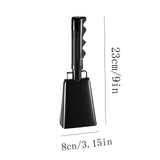 120dB Loud Brass Cowbell with Non-Slip Handle and Adjustable Strap,Perfect for Sporting Events like Baseball and Football Games,Also Ideal for Graduations,Parades,and Cheerleading Activities Black - Side View