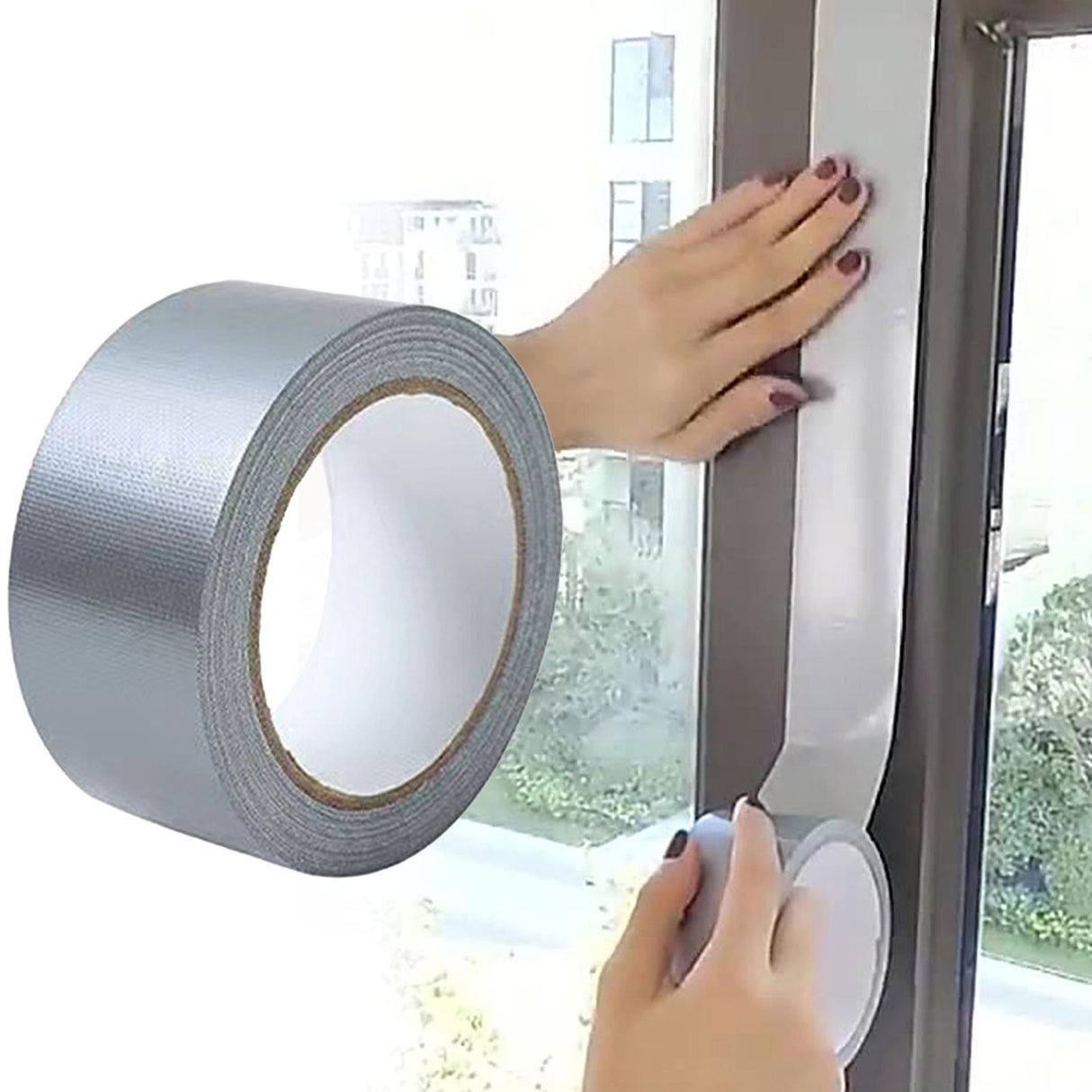 Heavy Duty Waterproof Duct Tape, Strong Adhesive Sticky, Windproof Adhesive Tape, Easy Tear by Hand for Home Repairs Indoor Outdoor Crafts Packing HVAC and Construction, 1 Roll 1.97" Width Grey