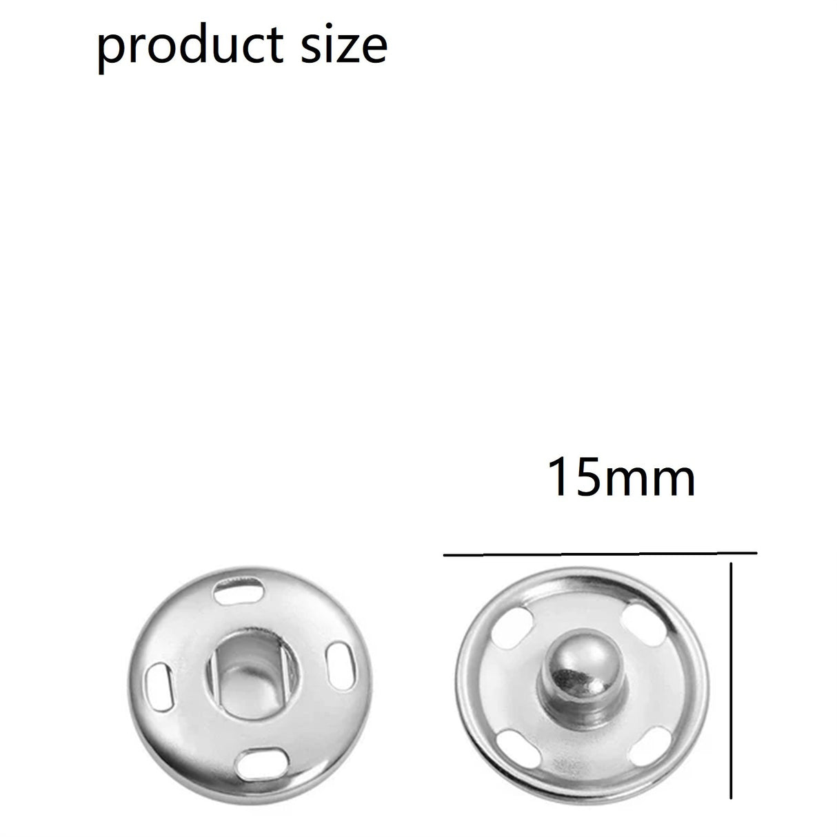 Snap Buttons for Clothes, Heavy Duty Metal Snaps for Fabric, 15mm Metal Sewing Snaps, Press Studs for Sewing Clothes Jeans Handbag DIY Craft Projects (Silver/10 Sets) 0.59 Inches 0.59" Silver*20 Set