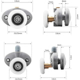 Shower Door Rollers, Single Shower Door Runners/Wheels/Pulleys/Guides 25mm Diameter Home Bathroom DIY Replacement Parts (2 Upper Rollers and 2 Bottom Rollers) 2 Set Multisize White/23 mm - Side View
