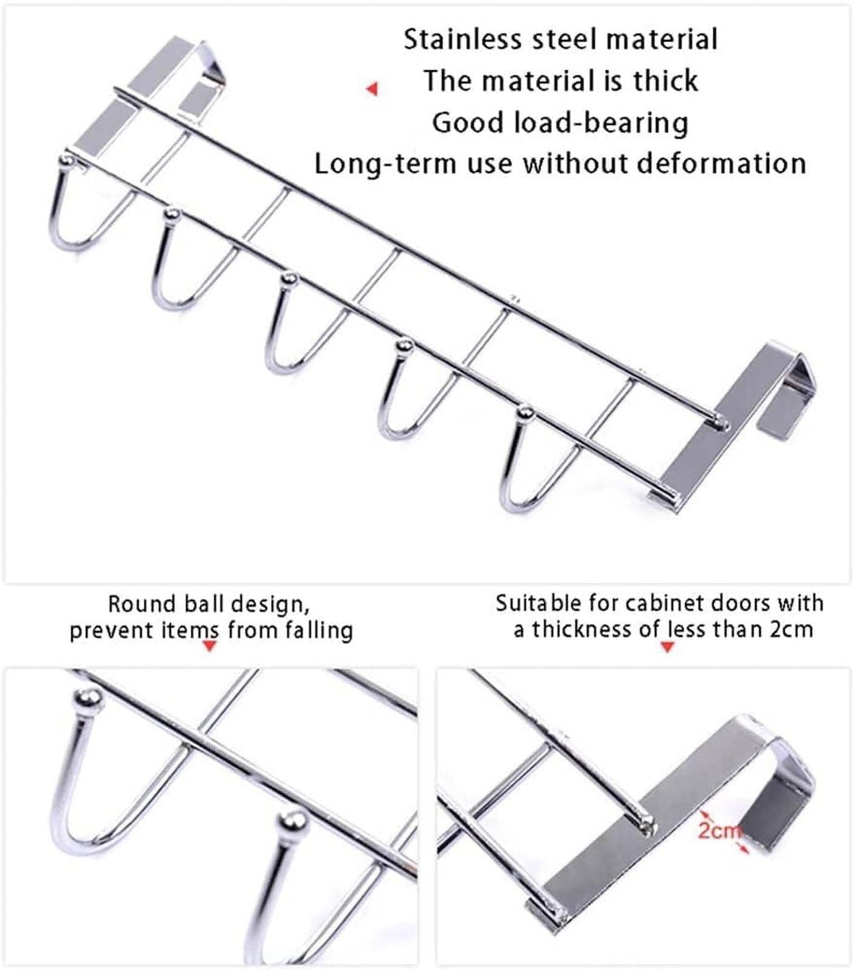 1 Piece Over The Door Hooks, Door Hanger, Over The Door Towel Rack, Door Coat Towel Hanger Door Coat Rack,No Drilling, White, 24.6 x 8.9 x 2 cm