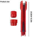 8 in 1 Multifunctional Sink Bathroom Wrench, Plumbing Installation Tool Household Water Pipe Faucet Washing Basin Corner Valve Sink Repair Removal Tool, 10.3 Inches 10.3" Red