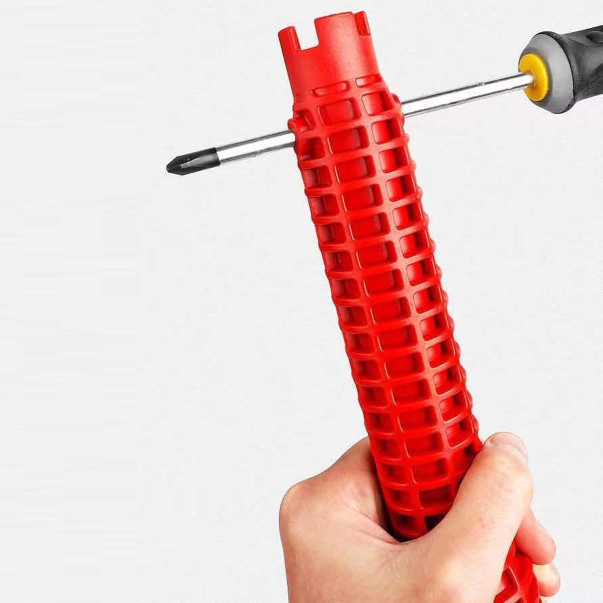 8 in 1 Multifunctional Sink Bathroom Wrench, Plumbing Installation Tool Household Water Pipe Faucet Washing Basin Corner Valve Sink Repair Removal Tool, 10.3 Inches 10.3" Red