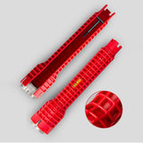 8 in 1 Multifunctional Sink Bathroom Wrench, Plumbing Installation Tool Household Water Pipe Faucet Washing Basin Corner Valve Sink Repair Removal Tool, 10.3 Inches 10.3" Red