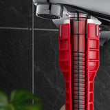 8 in 1 Multifunctional Sink Bathroom Wrench, Plumbing Installation Tool Household Water Pipe Faucet Washing Basin Corner Valve Sink Repair Removal Tool, 10.3 Inches 10.3" Red