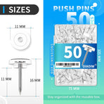 100 Pcs Push Pins Tacks, Thumb Tacks for Wall, Clear Plastic Head, Steel Point, Decorative Push Pins, Standard Thumb Tacks for Bulletin Board, Corkboard, Map, Calendar, Photo, Home, Office(Clear) Clear(100PC)