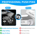 100 Pcs Push Pins Tacks, Thumb Tacks for Wall, Clear Plastic Head, Steel Point, Decorative Push Pins, Standard Thumb Tacks for Bulletin Board, Corkboard, Map, Calendar, Photo, Home, Office(Clear) Clear(100PC)