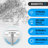 100 Pcs Push Pins Tacks, Thumb Tacks for Wall, Clear Plastic Head, Steel Point, Decorative Push Pins, Standard Thumb Tacks for Bulletin Board, Corkboard, Map, Calendar, Photo, Home, Office(Clear) Clear(100PC) - 45-Degree Angle
