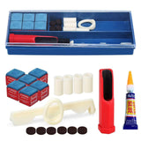 Cue Stick Tip Repair Kit, Cue Tips Accessorie, Include Pool Cue Tips, Pool Cue Repairers, Billiard Cue Clamp, Cue Tip Glue, Billiards Shaper, Cue Tips Accessorie, 20 Pcs Set, 9.45x3.94x1.18 9.45" x 3.94" x 1.18" Blue*1 Set
