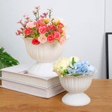 1.1L Thickened Round Bottom Plastic Flower Pot,18x13.5x18cm White Planter for Indoor and Outdoor Plants,Durable and Easy to Clean,Suitable for Various Decorative and Gardening Needs - Front View