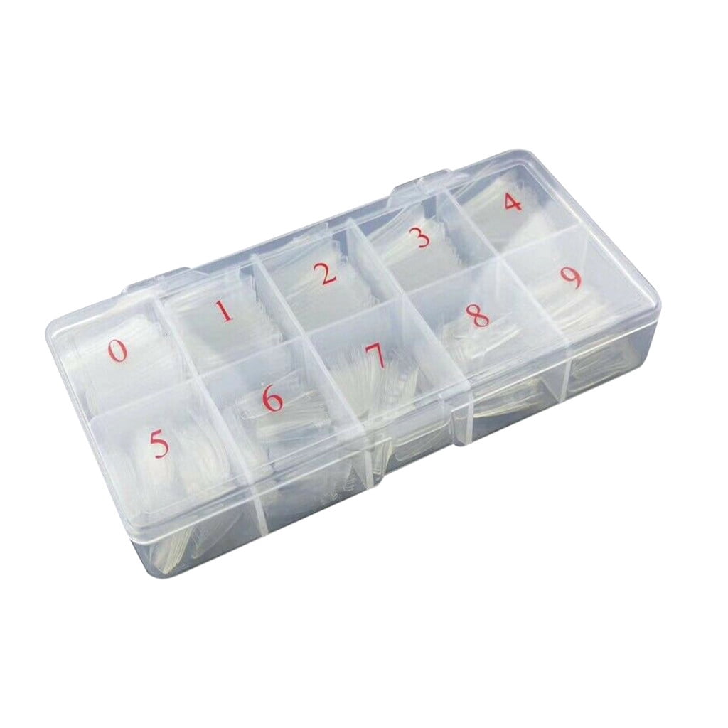 500PCS Acrylic Nail Tips,French Style Artificial False Nails for Manicure,DIY Nail Art with Storage Box,10 Sizes,Natural & Clear,Perfect Gift for Nail & Home Use Transparent