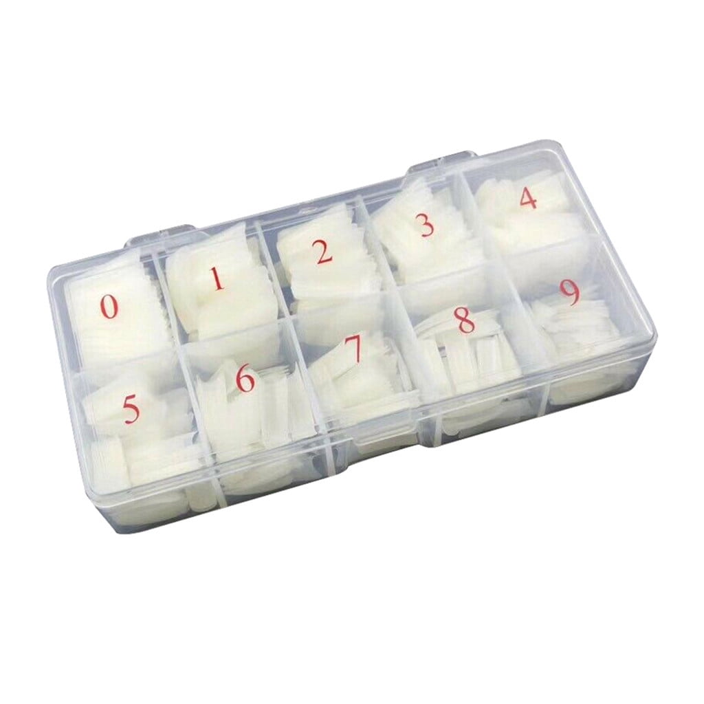 500PCS Acrylic Nail Tips,French Style Artificial False Nails for Manicure,DIY Nail Art with Storage Box,10 Sizes,Natural & Clear,Perfect Gift for Nail & Home Use natural