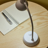 Cute Pink Desk Lamp with USB Charging Port,Dimmable LED Table Lamp for Home Office,Flexible Neck Reading Light with Auto Dimming,Power Adapter Included,LED Eye Protection Table Lamp White - Top-Down View