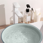 Wide Foot Wash Basin with Two-Color Design, Durable High-Temperature Plastic Washbasin for Laundry and Bathing, 13-Inch Round Shape with Large Capacity, Stable Flat Bottom for Home and Hotel Use A