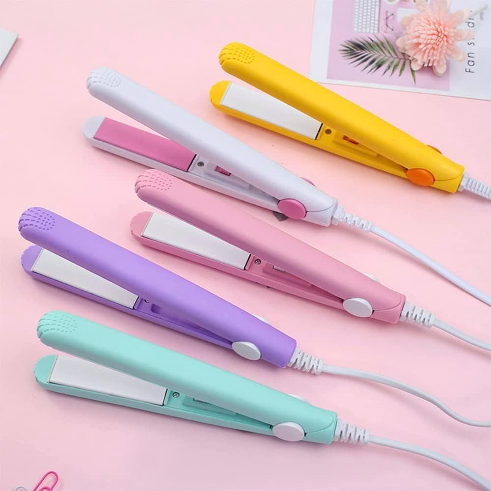 Mini Hair Curler, Mini Hair Curler For Short Hair, 2 In 1 Mini Curler And Hair Straightener, Mini Curling Iron 1/2 Inch Barrel Short Hair, Long-Lasting Effect, Multi Functional, 3d Heating Plate Blue