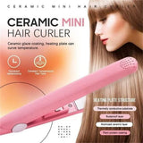 Mini Hair Curler, Mini Hair Curler For Short Hair, 2 In 1 Mini Curler And Hair Straightener, Mini Curling Iron 1/2 Inch Barrel Short Hair, Long-Lasting Effect, Multi Functional, 3d Heating Plate Blue - Top-Down View
