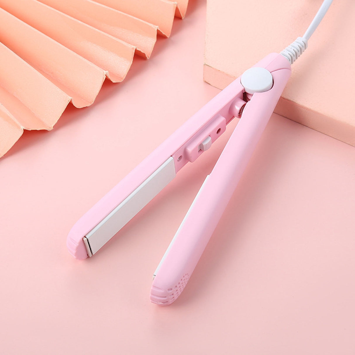 Mini Hair Curler, Mini Hair Curler For Short Hair, 2 In 1 Mini Curler And Hair Straightener, Mini Curling Iron 1/2 Inch Barrel Short Hair, Long-Lasting Effect, Multi Functional, 3d Heating Plate Pink