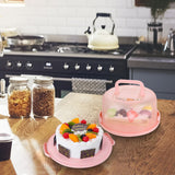 Clearance! Round Cake Carrier Cake Container With Lid And Handles, Large Cupcake Carrier Cake Keeper Sturdy Cupcake Box Cupcake Holder With Two Secure Side Closures Dishwasher Safe, Fresh Storage Pink