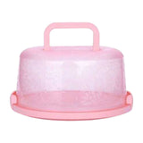 Clearance! Round Cake Carrier Cake Container With Lid And Handles, Large Cupcake Carrier Cake Keeper Sturdy Cupcake Box Cupcake Holder With Two Secure Side Closures Dishwasher Safe, Fresh Storage Pink - Rear View