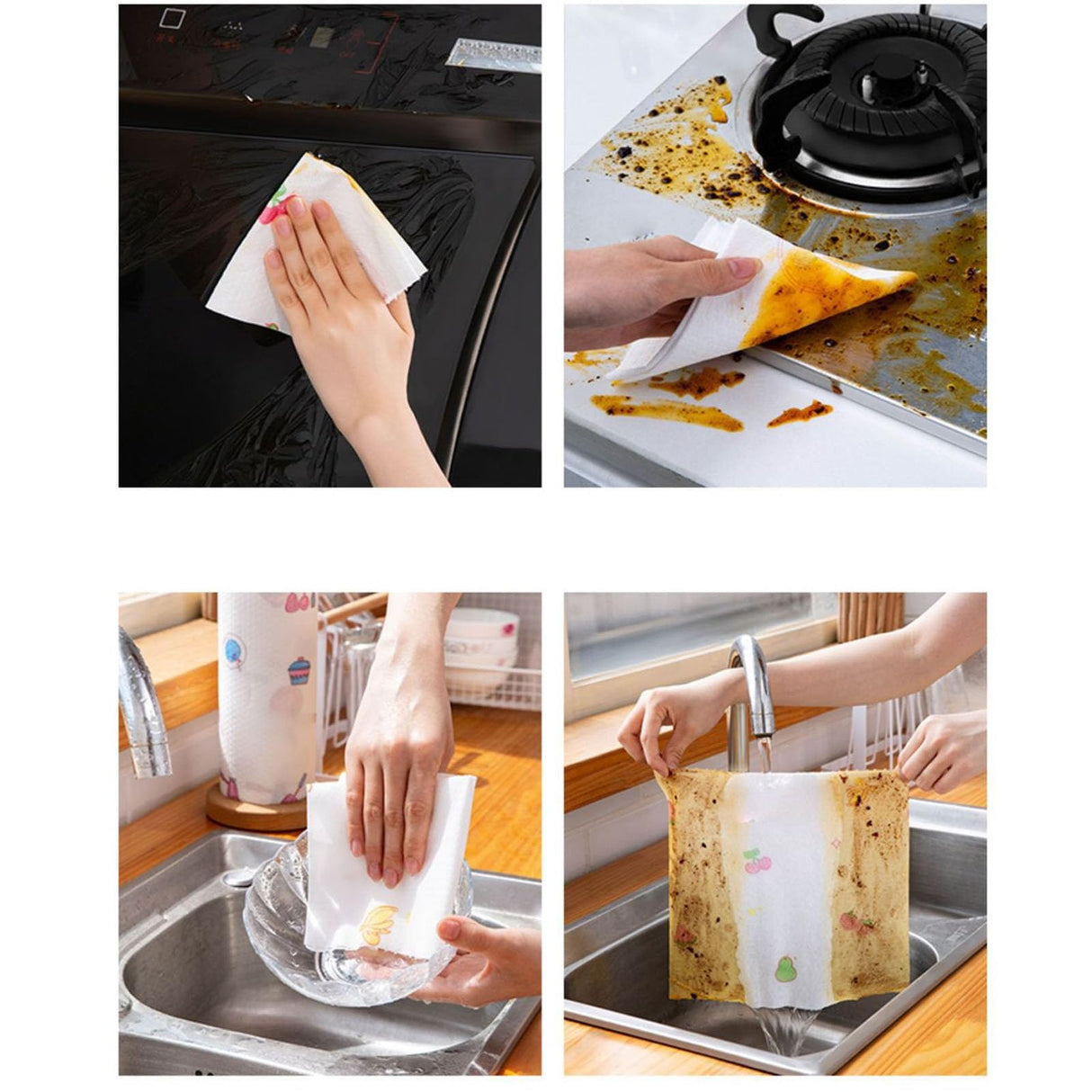 5 PCS Kitchen paper towel - Reusable tissue rolls, made from recycled paper, 50 sheets per roll, suitable for kitchens, furniture, dishes, etc.