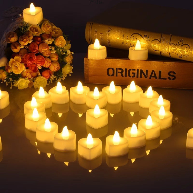 Battery Operated Candles - Set of Rose Petal Candles - 99 Artificial Rose Petals - 24 Heart-Shaped LED Tea Lights - Suitable for Proposals - Anniversaries - Romantic Evenings - Table Decorations - Weddings - Birthdays