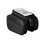 Bicycle Bag - Frame Bag - Bicycle Phone Holder - Top Tube Bag - Smartphone Holder - MTB Accessories - Road Bike - E-Bike - Waterproof - Touchscreen - Bicycle Accessories - Storage Bag - Bicycle Holder with Storage Space - Double Bag - Black - 1 piece