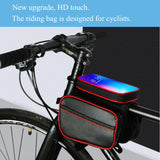 Bicycle Bag - Frame Bag - Bicycle Phone Holder - Top Tube Bag - Smartphone Holder - MTB Accessories - Road Bike - E-Bike - Waterproof - Touchscreen - Bicycle Accessories - Storage Bag - Bicycle Holder with Storage Space - Double Bag - Black - 1 piece