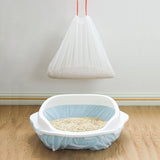 Cat Litter Bags - Cat Litter Liner - Cat Litter Bags - With Drawstring - Extra Strong - Cat Litter Bags - Hygiene - Leakproof - Thick Plastic Bags - Cat Accessories - Cleaning - Universal - Large Size - Tear-resistant - White - 3 pieces - Rear View