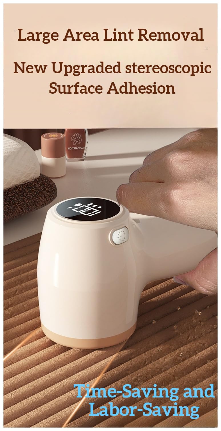 Lint Remover - Lint Trimmer - Lint Remover - Electric Lint Remover - Clothes Roller - Lint Brush - Rechargeable - LED Display - Cordless - Clothes Shaving - Lint Removal - Wool Comb - Beige - 1 Piece
