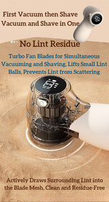 Lint Remover - Lint Trimmer - Lint Remover - Electric Lint Remover - Clothes Roller - Lint Brush - Rechargeable - LED Display - Cordless - Clothes Shaving - Lint Removal - Wool Comb - Beige - 1 Piece - Side View
