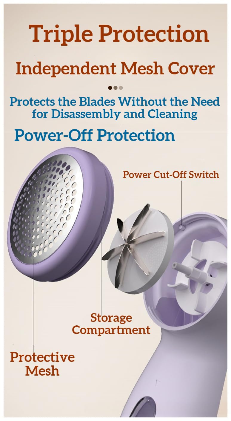 Lint Remover - Lint Trimmer - Lint Remover - Electric Lint Remover - Clothes Roller - Lint Brush - Rechargeable - LED Display - Cordless - Clothes Shaving - Lint Removal - Wool Comb - Beige - 1 Piece